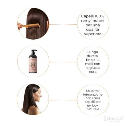 Biadesive invisibili 20 fasce da 4 cm double drawn 100% capelli veri